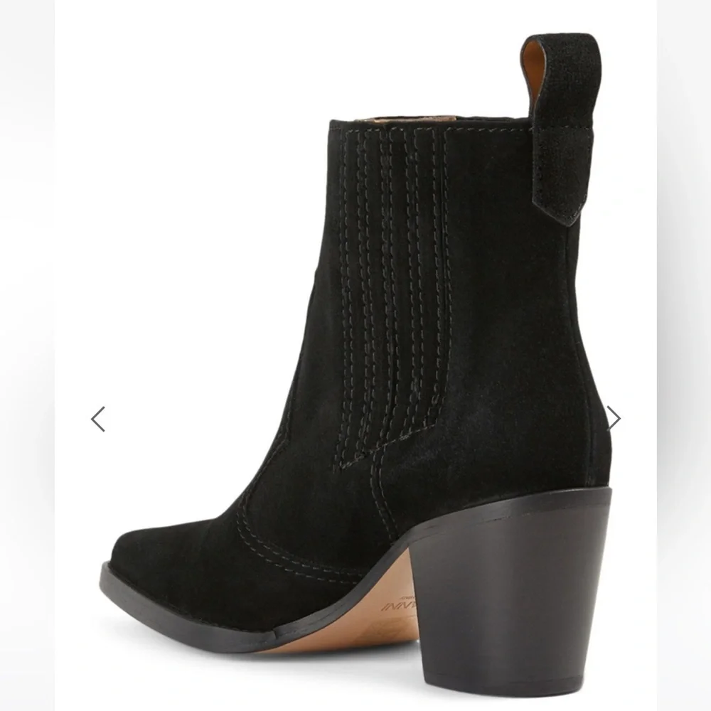 GANNI Black Suede Western Ankle Booties
